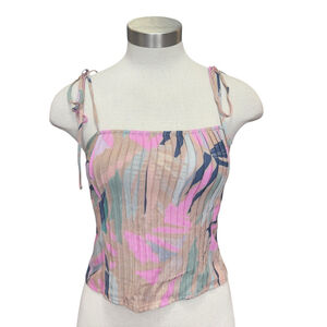 Saltwater Luxe Womens Tank Slim Tie Shoulders Spaghetti Straps Multicolor Sz. S